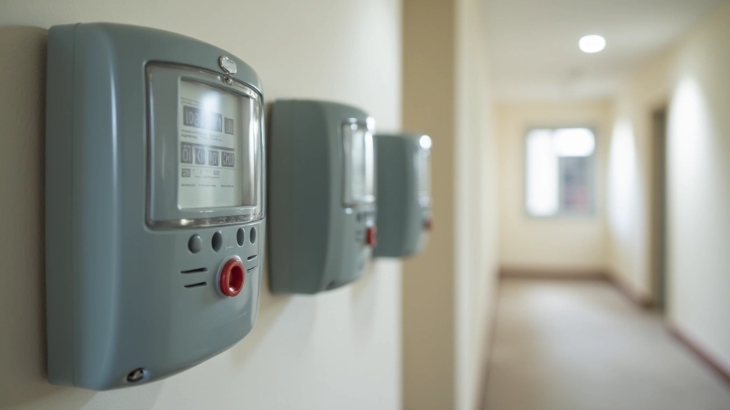 Три счётчика коммунальных услуг на стене